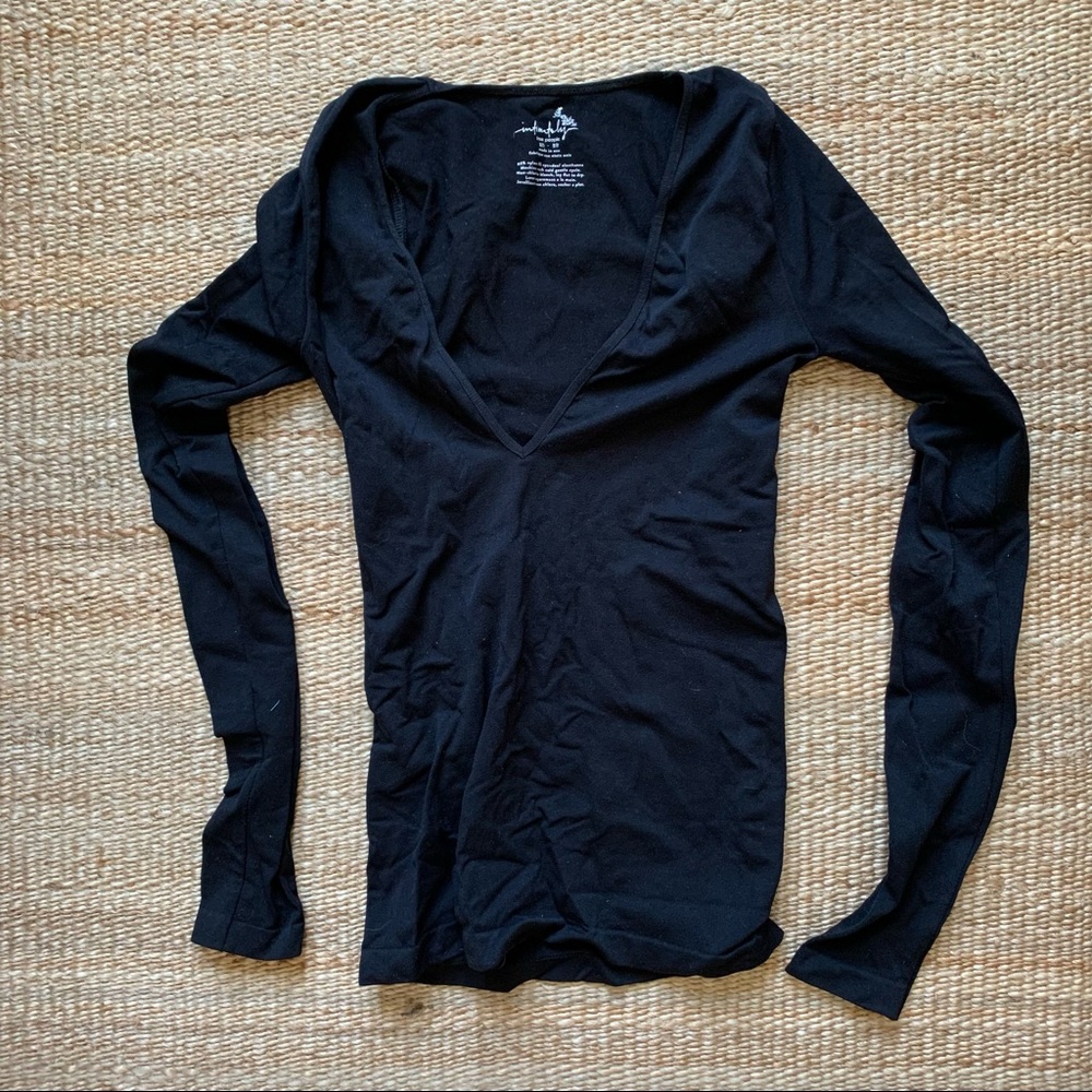 Free People Intimates V-Neck Top in Black